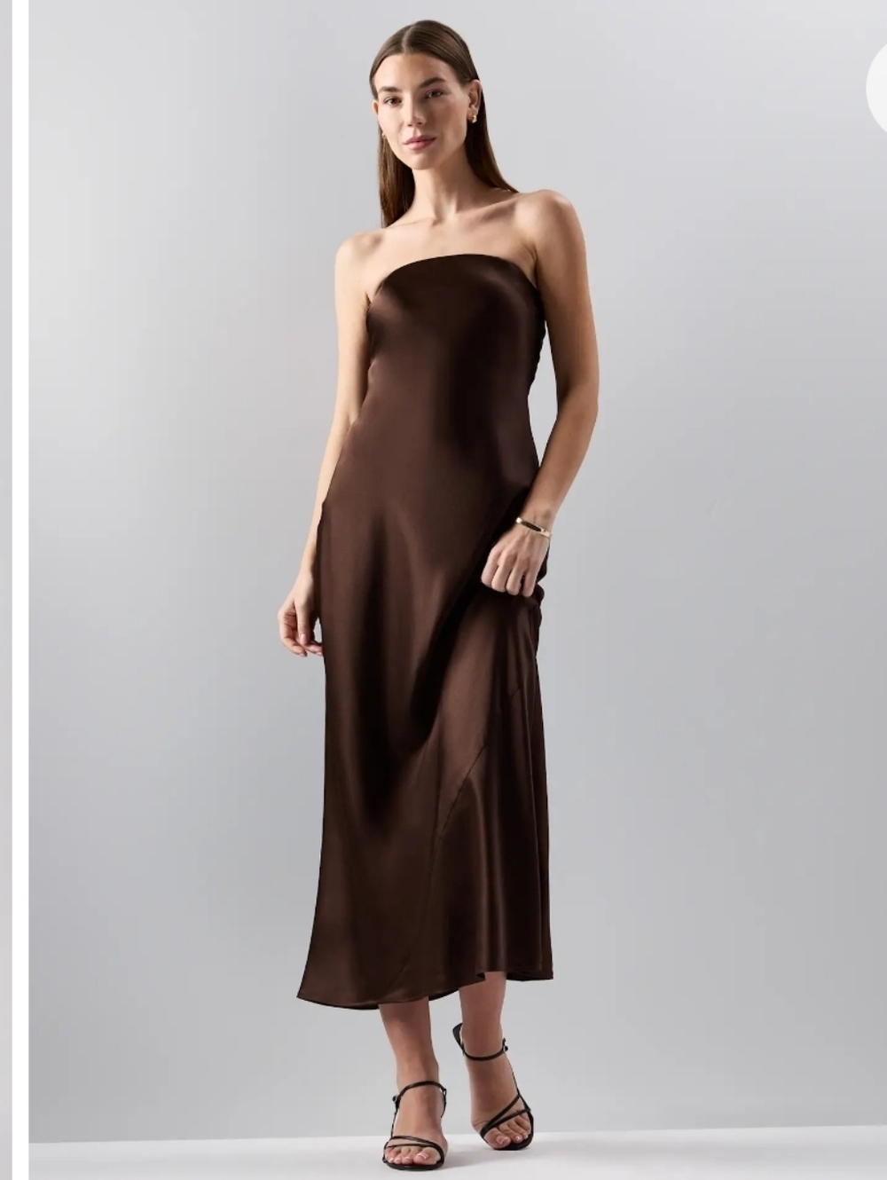 Quince 100% Mulberry Silk Washable Strapless Dress In Hot Fudge Sz M NWT